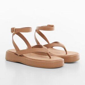 MNG Mango Platform Strap Sandals EU 38 Medium Brown Tan